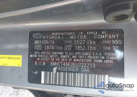 2014 Hyundai Accent Gls z USA, uszkodzony, nr VIN KMHCT4AE2EU723219